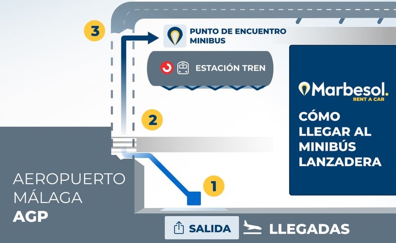 Mapa del punto de encuentro del shuttle de Marbesol en el aeropuerto de Málaga